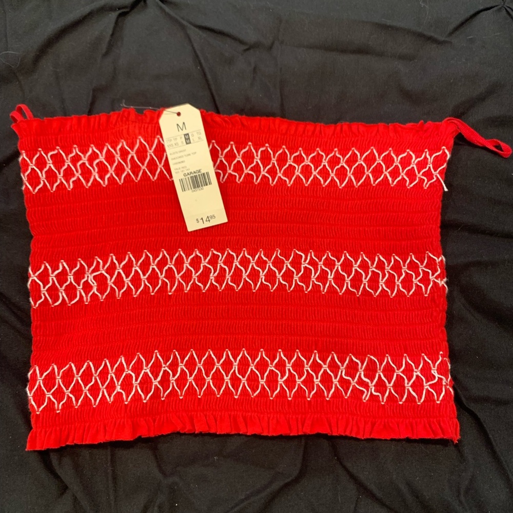 Red and white tube top